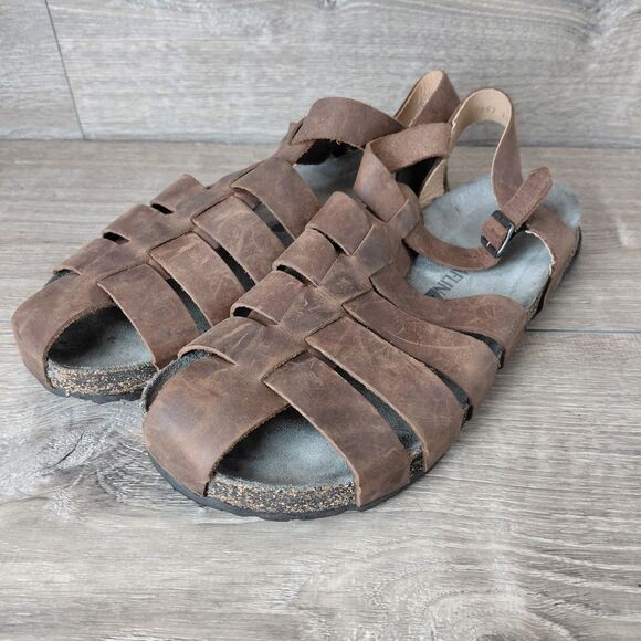 Haflinger Sandals Mens Brown Leather Peter Gladiator Fisherman Strappy Size 11 - Picture 4 of 14